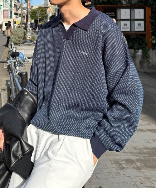 CIAOPANIC（チャオパニック）の「バーズアイニットポロシャツ（ニット/セーター・レディース・ネイビー/ホワイト/グリーン/ブルー・FREE）」の22枚目の写真