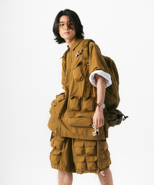 ANGLAN（アングラン）の「Slather Utility Pocket Half Shirt - Beige（シャツ/ブラウス・メンズ・その他・ONE SIZE）」の2枚目の写真