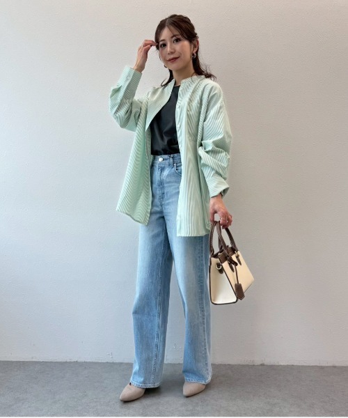 Sirin(シリン)の「【ZOZO限定】ストライプバンドカラーシャツ(シャツ/ブラウス・レディース・ベージュ/ネイビー/ピンク/グリーン・FREE)」の18枚目の写真