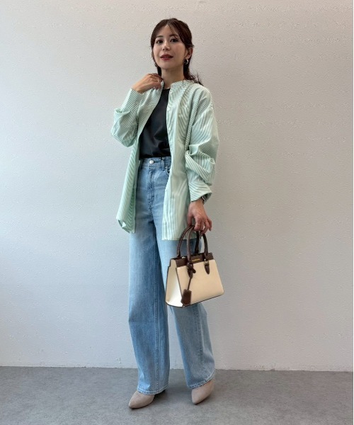 Sirin(シリン)の「【ZOZO限定】ストライプバンドカラーシャツ(シャツ/ブラウス・レディース・ベージュ/ネイビー/ピンク/グリーン・FREE)」の19枚目の写真