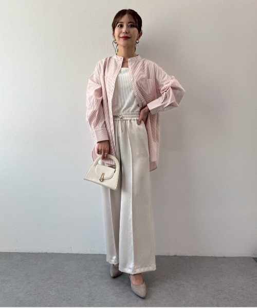 Sirin(シリン)の「【ZOZO限定】ストライプバンドカラーシャツ(シャツ/ブラウス・レディース・ベージュ/ネイビー/ピンク/グリーン・FREE)」の22枚目の写真