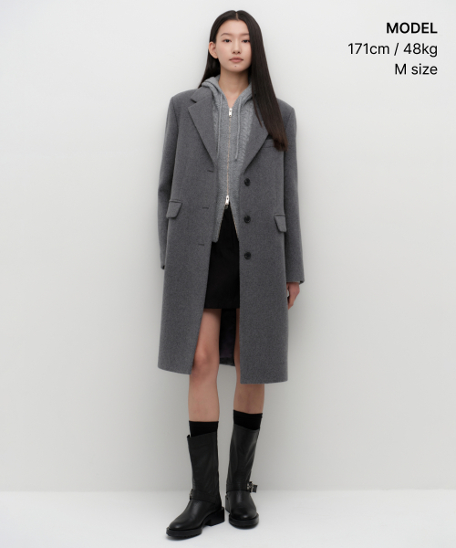 MUSINSA STANDARD WOMAN（ムシンサスタンダードウーマン）の「ウィメンズカシミヤブレンドチェスターフィールドコート[ミディアムグレー]（チェスターコート・レディース・その他・MEDIUM/LARGE/SMALL/X-SMALL）」の10枚目の写真