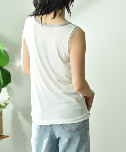 INTERPLANET（インタープラネット）の「アビガイルチュールタンク（Tシャツ/カットソー・レディース・オフホワイト/グレー/ブラック・FREE）」の12枚目の写真