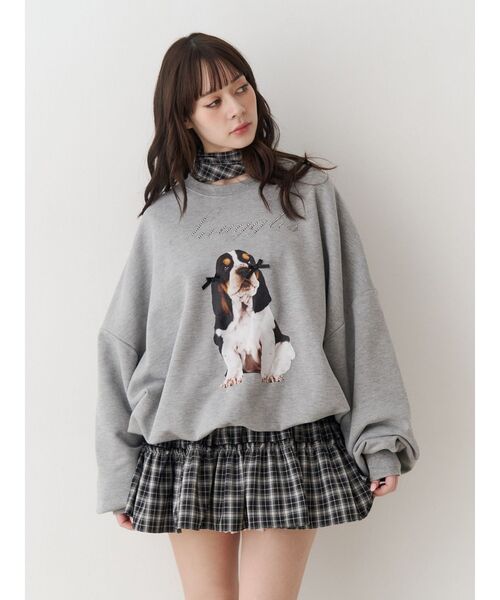 jouetie（ジュエティ）の「DOGプリントプルオーバー スウェット（スウェット・レディース・グレー/ブラック/グリーン・MEDIUM）」の5枚目の写真