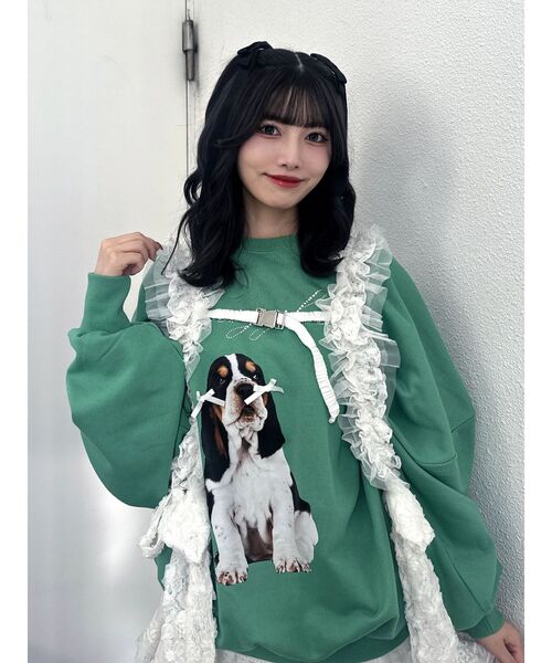 jouetie（ジュエティ）の「DOGプリントプルオーバー スウェット（スウェット・レディース・グレー/ブラック/グリーン・MEDIUM）」の13枚目の写真