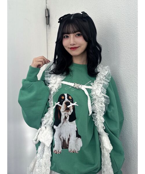 jouetie（ジュエティ）の「DOGプリントプルオーバー スウェット（スウェット・レディース・グレー/ブラック/グリーン・MEDIUM）」の14枚目の写真