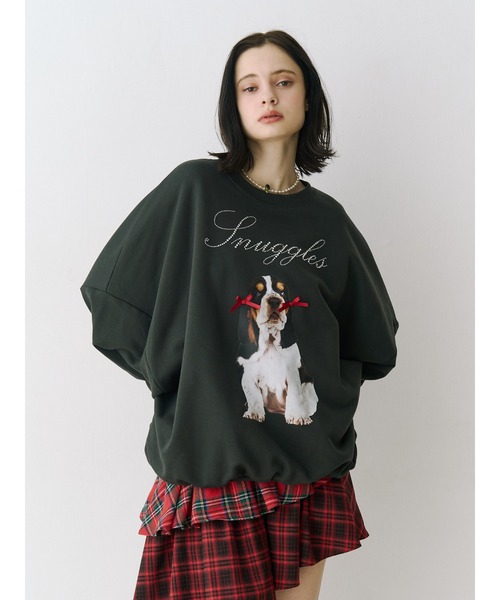 jouetie(ジュエティ)の「DOGプリントプルオーバー スウェット 春服 犬(スウェット・レディース・グレー/ブラック/グリーン・MEDIUM)」の19枚目の写真