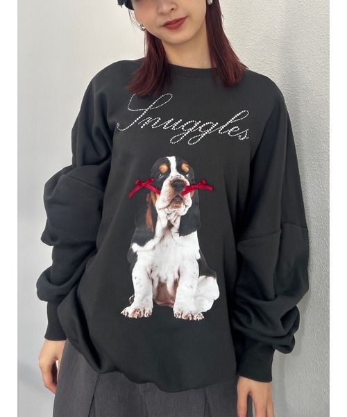 jouetie(ジュエティ)の「DOGプリントプルオーバー スウェット 春服 犬(スウェット・レディース・グレー/ブラック/グリーン・MEDIUM)」の17枚目の写真