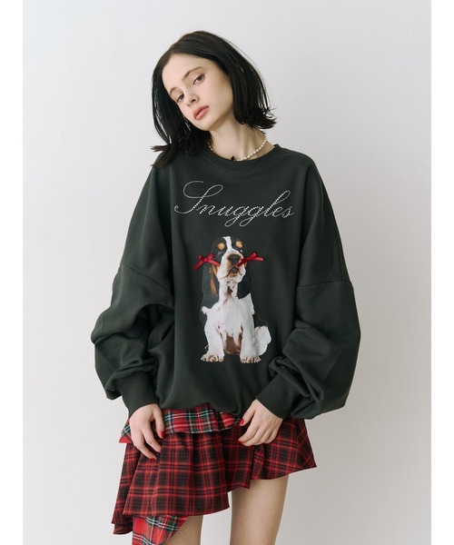 jouetie(ジュエティ)の「DOGプリントプルオーバー スウェット 春服 犬(スウェット・レディース・グレー/ブラック/グリーン・MEDIUM)」の20枚目の写真