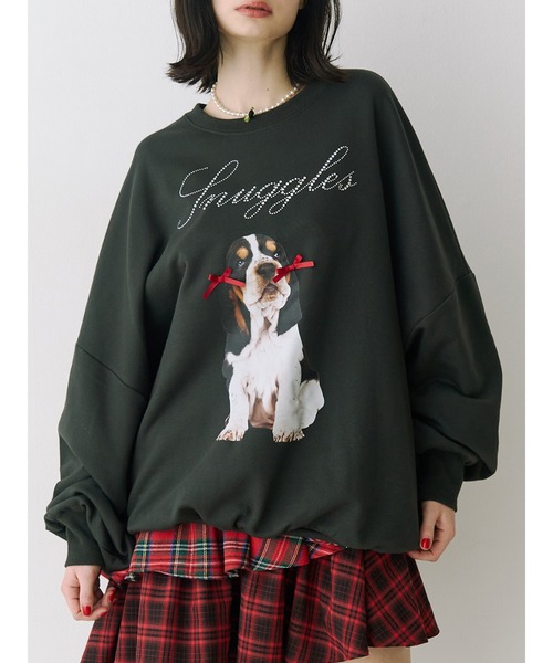 jouetie(ジュエティ)の「DOGプリントプルオーバー スウェット 春服 犬(スウェット・レディース・グレー/ブラック/グリーン・MEDIUM)」の18枚目の写真