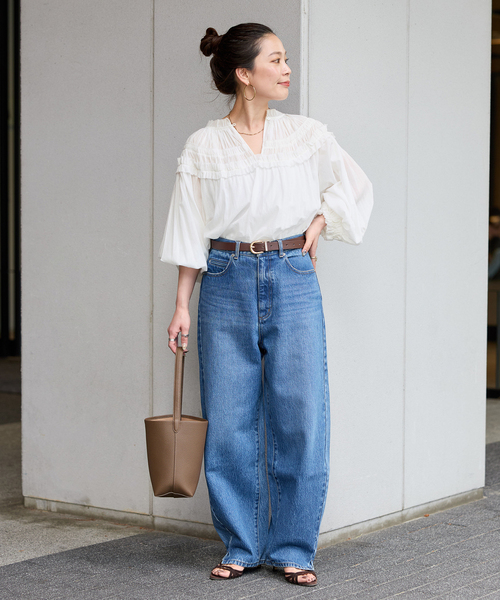 B.C STOCK(ベーセーストック)の「《追加》手洗い可 / ボイル2WAYギャザーブラウス(シャツ/ブラウス・レディース・ホワイト/ブラウン/ブラック・FREE)」の12枚目の写真