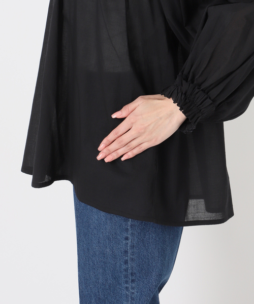 B.C STOCK（ベーセーストック）の「《追加》手洗い可 / ボイル2WAYギャザーブラウス（シャツ/ブラウス・レディース・ホワイト/ブラウン/ブラック・FREE）」の6枚目の写真