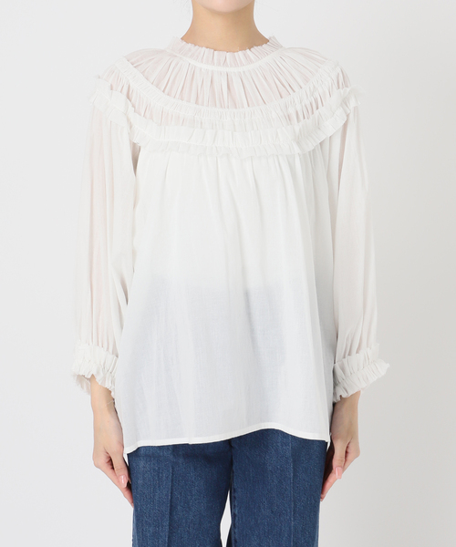 B.C STOCK（ベーセーストック）の「《追加》手洗い可 / ボイル2WAYギャザーブラウス（シャツ/ブラウス・レディース・ホワイト/ブラウン/ブラック・FREE）」の12枚目の写真