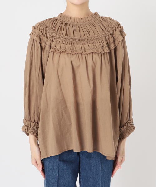 B.C STOCK（ベーセーストック）の「《追加》手洗い可 / ボイル2WAYギャザーブラウス（シャツ/ブラウス・レディース・ホワイト/ブラウン/ブラック・FREE）」の17枚目の写真