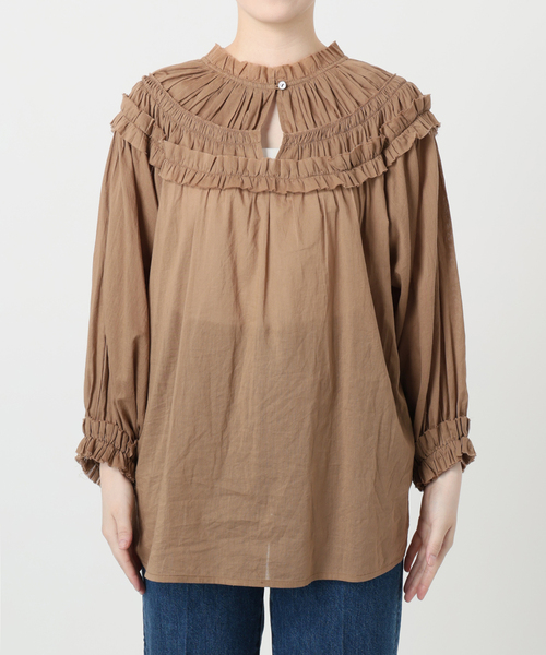 B.C STOCK（ベーセーストック）の「《追加》手洗い可 / ボイル2WAYギャザーブラウス（シャツ/ブラウス・レディース・ホワイト/ブラウン/ブラック・FREE）」の18枚目の写真