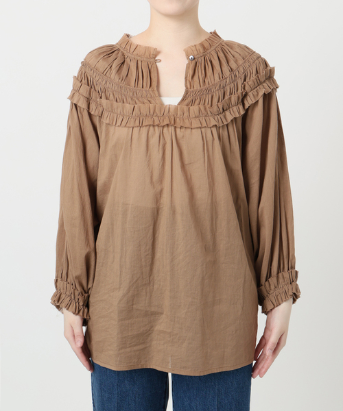 B.C STOCK（ベーセーストック）の「《追加》手洗い可 / ボイル2WAYギャザーブラウス（シャツ/ブラウス・レディース・ホワイト/ブラウン/ブラック・FREE）」の19枚目の写真