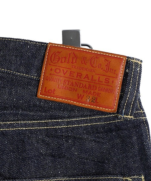 GOLD（ゴールド）の「GOLD / ゴールド：RECYCLED WASTE SUVIN COTTON YARN 14oz DENIM 5POCKET WIDE PANTS(ZIPPER FLY)：25B-GL42579A[MUS]（デニムパンツ・メンズ・ネイビー・M/L）」の4枚目の写真