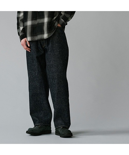 GOLD（ゴールド）の「GOLD / ゴールド：RECYCLED WASTE SUVIN COTTON YARN 14oz DENIM 5POCKET WIDE PANTS(ZIPPER FLY)：25B-GL42579A[MUS]（デニムパンツ・メンズ・ネイビー・M/L）」の12枚目の写真