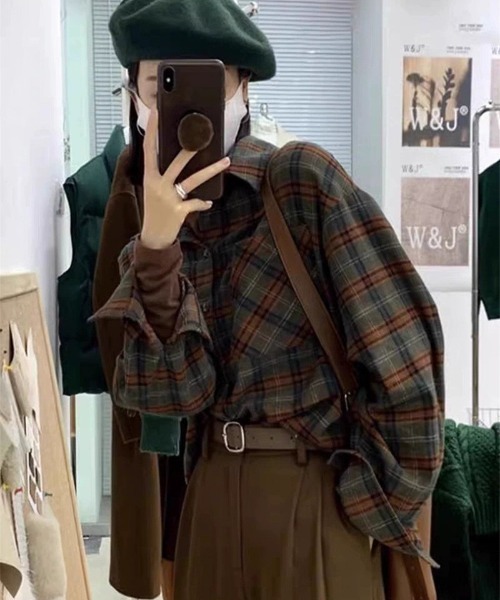 Ritzy（リッツィー）の「ヴィンテージチェック ルーズシャツ（シャツ/ブラウス・レディース・イエロー/グリーン・M）」の2枚目の写真
