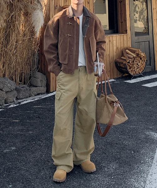 JOHNNY WOLF(ジョニーウルフ)の「REG ファイヤーマンバックル ハリントンジャケット(ブルゾン・メンズ・ダークグレー/ブラウン・M/L)」の10枚目の写真