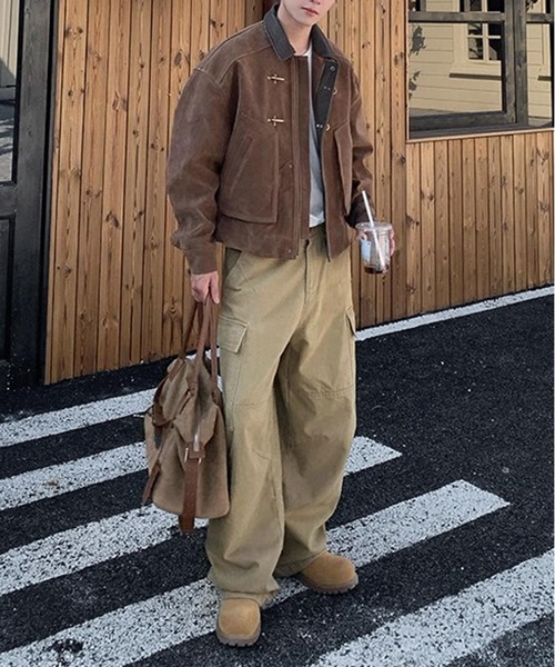 JOHNNY WOLF(ジョニーウルフ)の「REG ファイヤーマンバックル ハリントンジャケット(ブルゾン・メンズ・ダークグレー/ブラウン・M/L)」の12枚目の写真