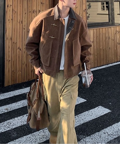 JOHNNY WOLF(ジョニーウルフ)の「REG ファイヤーマンバックル ハリントンジャケット(ブルゾン・メンズ・ダークグレー/ブラウン・M/L)」の13枚目の写真
