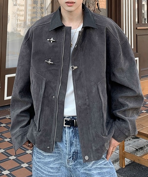 JOHNNY WOLF(ジョニーウルフ)の「REG ファイヤーマンバックル ハリントンジャケット(ブルゾン・メンズ・ダークグレー/ブラウン・M/L)」の18枚目の写真
