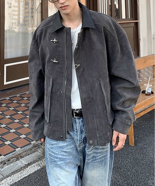 JOHNNY WOLF(ジョニーウルフ)の「REG ファイヤーマンバックル ハリントンジャケット(ブルゾン・メンズ・ダークグレー/ブラウン・M/L)」の20枚目の写真
