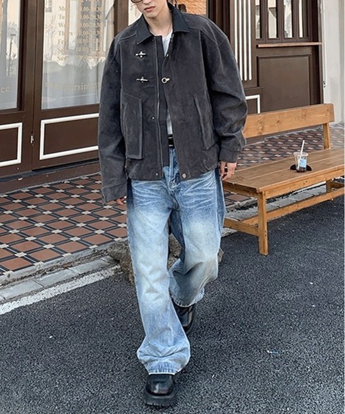JOHNNY WOLF(ジョニーウルフ)の「REG ファイヤーマンバックル ハリントンジャケット(ブルゾン・メンズ・ダークグレー/ブラウン・M/L)」の21枚目の写真