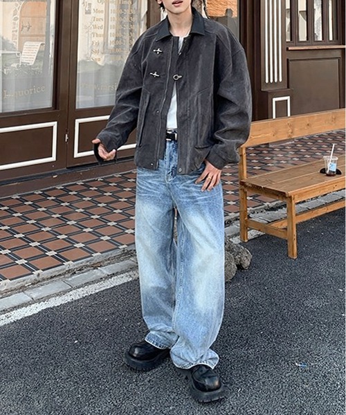 JOHNNY WOLF(ジョニーウルフ)の「REG ファイヤーマンバックル ハリントンジャケット(ブルゾン・メンズ・ダークグレー/ブラウン・M/L)」の22枚目の写真