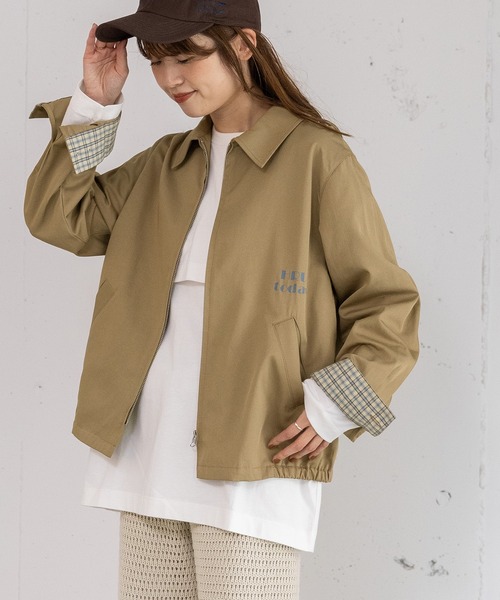 POU DOU DOU（プードゥドゥ）の「HRUプリントスイングトップ（その他アウター・レディース・レッド/ネイビー/ベージュ・3）」の2枚目の写真