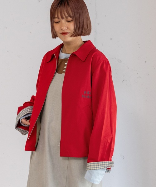 POU DOU DOU（プードゥドゥ）の「HRUプリントスイングトップ（その他アウター・レディース・レッド/ネイビー/ベージュ・3）」の4枚目の写真