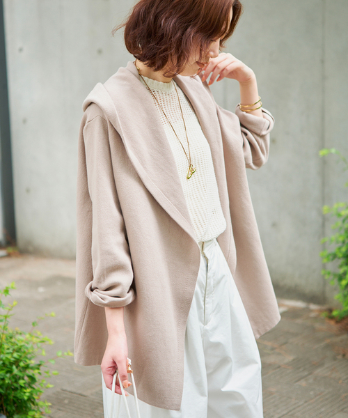 SLOBE IENA(スローブイエナ)の「《WEB限定》ニットフーディーカーディガン(カーディガン/ボレロ・レディース・ベージュ/ブラック・FREE)」の21枚目の写真