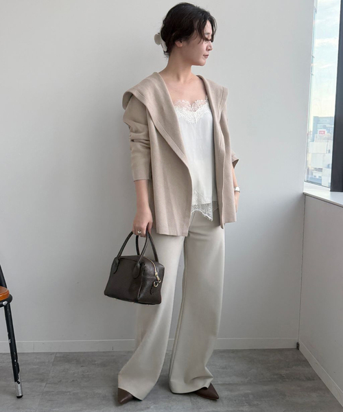 SLOBE IENA(スローブイエナ)の「《WEB限定》ニットフーディーカーディガン(カーディガン/ボレロ・レディース・ベージュ/ブラック・FREE)」の14枚目の写真
