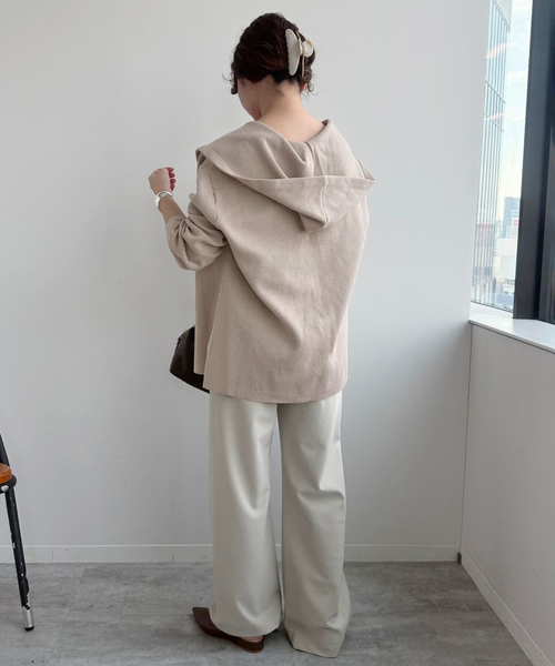 SLOBE IENA(スローブイエナ)の「《WEB限定》ニットフーディーカーディガン(カーディガン/ボレロ・レディース・ベージュ/ブラック・FREE)」の13枚目の写真