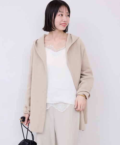 SLOBE IENA(スローブイエナ)の「《WEB限定》ニットフーディーカーディガン(カーディガン/ボレロ・レディース・ベージュ/ブラック・FREE)」の15枚目の写真