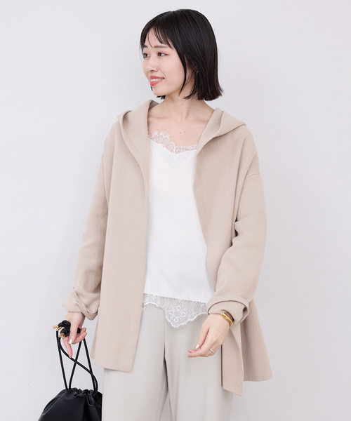 SLOBE IENA(スローブイエナ)の「《WEB限定》ニットフーディーカーディガン(カーディガン/ボレロ・レディース・ベージュ/ブラック・FREE)」の16枚目の写真