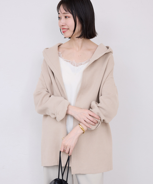 SLOBE IENA(スローブイエナ)の「《WEB限定》ニットフーディーカーディガン(カーディガン/ボレロ・レディース・ベージュ/ブラック・FREE)」の17枚目の写真