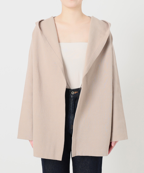 SLOBE IENA(スローブイエナ)の「《WEB限定》ニットフーディーカーディガン(カーディガン/ボレロ・レディース・ベージュ/ブラック・FREE)」の8枚目の写真