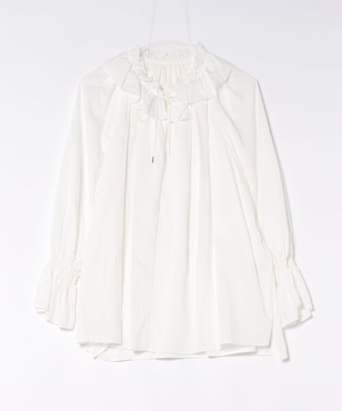 Liesse(リエス)の「フリルネックブラウス(シャツ/ブラウス・レディース・ネイビー/ホワイト・FREE)」の1枚目の写真