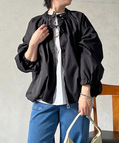 un dix cors（アンディコール）の「ギャザーネックブルゾン（ブルゾン・レディース・ベージュ/ブラック/ネイビー・FREE）」の10枚目の写真