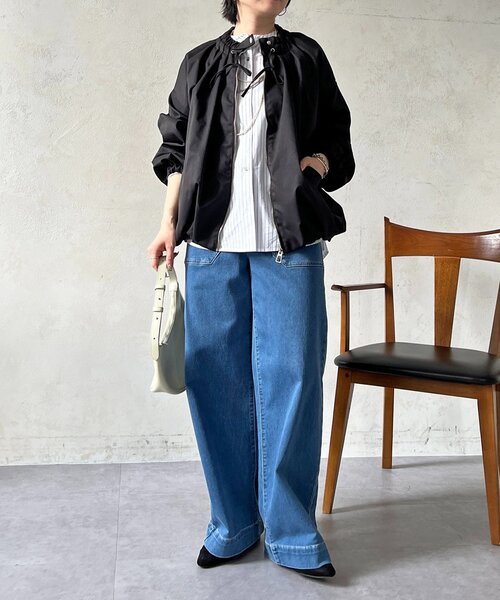 un dix cors（アンディコール）の「ギャザーネックブルゾン（ブルゾン・レディース・ベージュ/ブラック/ネイビー・FREE）」の4枚目の写真