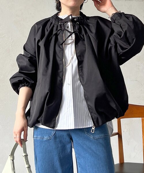 un dix cors（アンディコール）の「ギャザーネックブルゾン（ブルゾン・レディース・ベージュ/ブラック/ネイビー・FREE）」の5枚目の写真