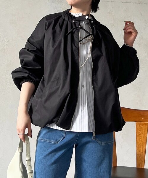 un dix cors（アンディコール）の「ギャザーネックブルゾン（ブルゾン・レディース・ベージュ/ブラック/ネイビー・FREE）」の8枚目の写真