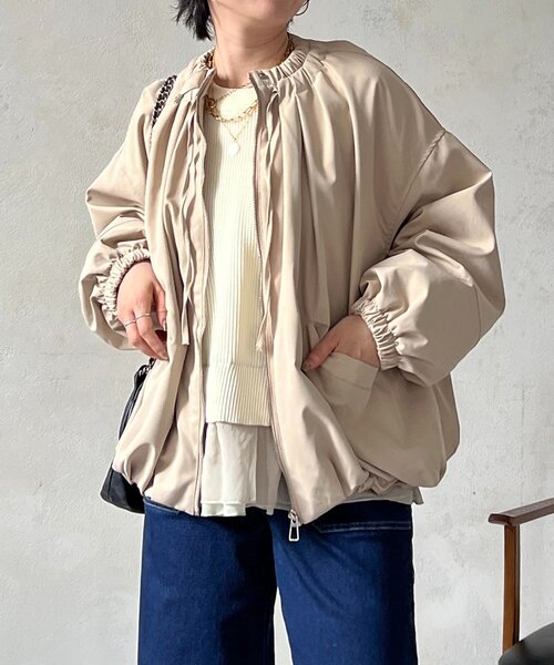 un dix cors（アンディコール）の「ギャザーネックブルゾン（ブルゾン・レディース・ベージュ/ブラック/ネイビー・FREE）」の21枚目の写真