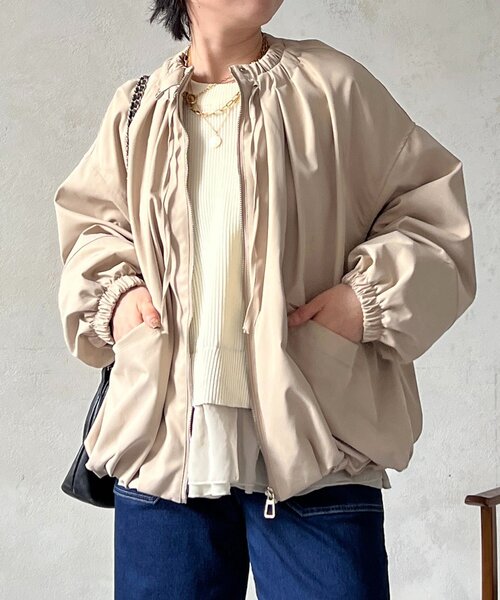 un dix cors（アンディコール）の「ギャザーネックブルゾン（ブルゾン・レディース・ベージュ/ブラック/ネイビー・FREE）」の22枚目の写真