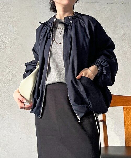 un dix cors（アンディコール）の「ギャザーネックブルゾン（ブルゾン・レディース・ベージュ/ブラック/ネイビー・FREE）」の18枚目の写真