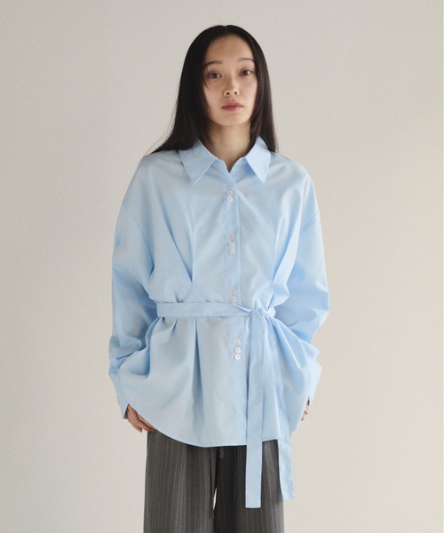 SOYEN(ソイエン)の「ボウタイウエストマークタックシャツ(シャツ/ブラウス・レディース・ホワイト/サックスブルー・F)」の16枚目の写真