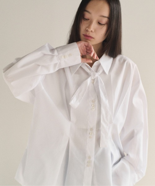 SOYEN(ソイエン)の「ボウタイウエストマークタックシャツ(シャツ/ブラウス・レディース・ホワイト/サックスブルー・F)」の21枚目の写真