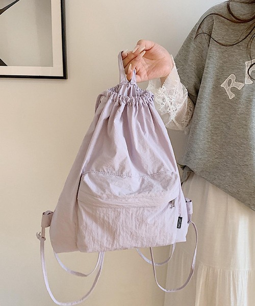 VIBGYOR（ヴィブジョー）の「Mignonjour/ナチュラル巾着リュック M2890（バックパック/リュック・レディース・グレー/ブラック/ブルー/パープル/ベージュ・FREE）」の5枚目の写真